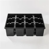 Tavă neagră pentru semințe cu 12 găuri